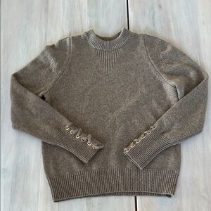 ba&sh Wool Knit Sweater with Lace-Up Sleeves